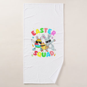Groovy Funny Rabbit Egg Chick Easter Squad Day Men Bath Towel