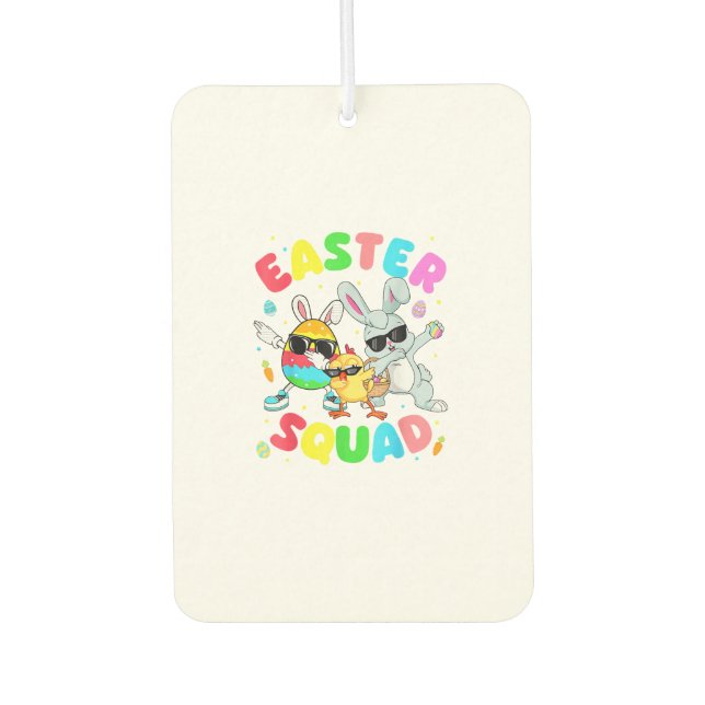 Groovy Funny Rabbit Egg Chick Easter Squad Day Men Car Air Freshener (Front)