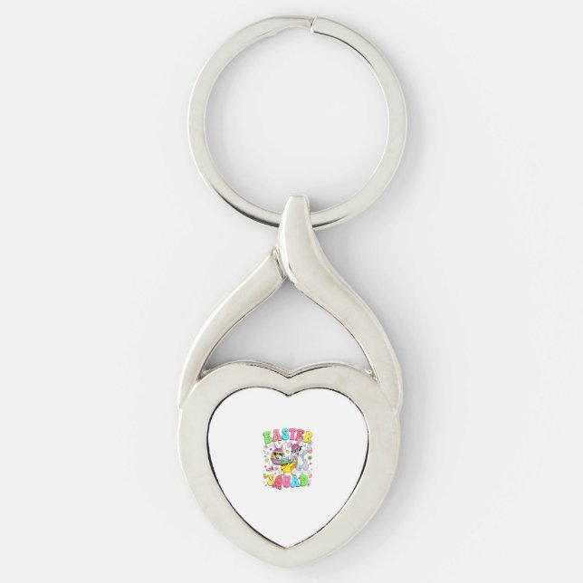Groovy Funny Rabbit Egg Chick Easter Squad Day Men Key Ring (Front)