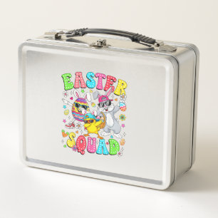Groovy Funny Rabbit Egg Chick Easter Squad Day Men Metal Lunch Box