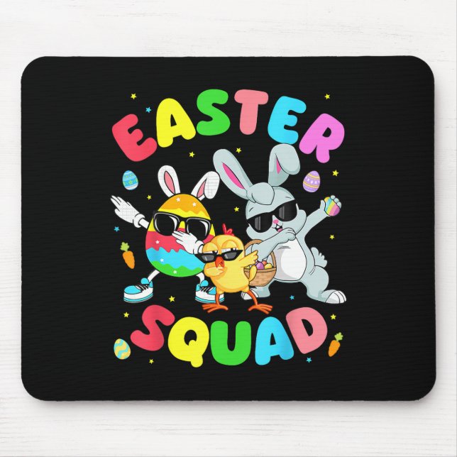 Groovy Funny Rabbit Egg Chick Easter Squad Day Men Mouse Mat (Front)
