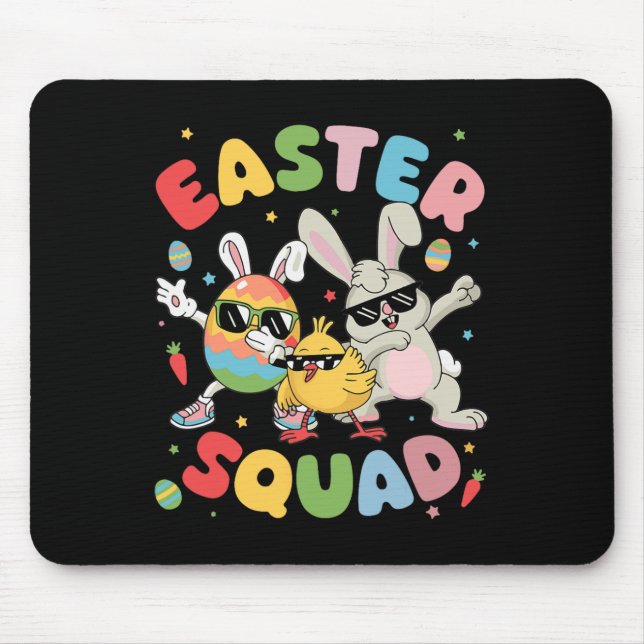 Groovy Funny Rabbit Egg Chick Easter Squad Day Men Mouse Mat (Front)