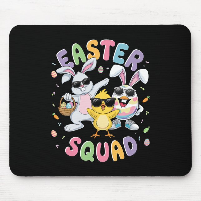 Groovy Funny Rabbit Egg Chick Easter Squad Day Men Mouse Mat (Front)