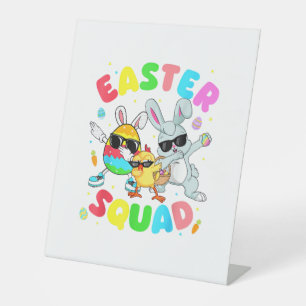Groovy Funny Rabbit Egg Chick Easter Squad Day Men Pedestal Sign