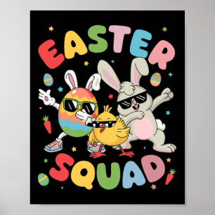 Groovy Funny Rabbit Egg Chick Easter Squad Day Men Poster