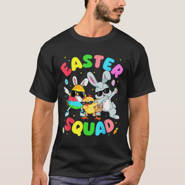 Groovy Funny Rabbit Egg Chick Easter Squad Day Men T-Shirt (Front)