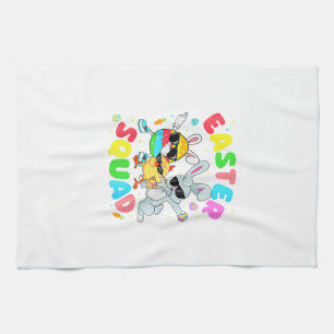 Groovy Funny Rabbit Egg Chick Easter Squad Day Men Tea Towel