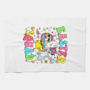 Groovy Funny Rabbit Egg Chick Easter Squad Day Men Tea Towel