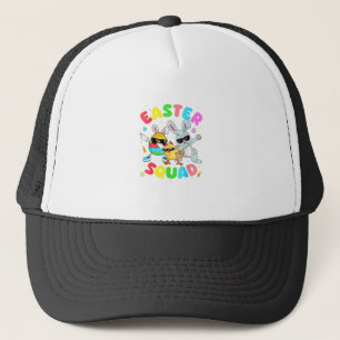 Groovy Funny Rabbit Egg Chick Easter Squad Day Men Trucker Hat