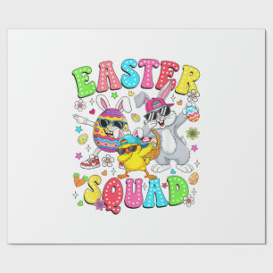 Groovy Funny Rabbit Egg Chick Easter Squad Day Men Wrapping Paper