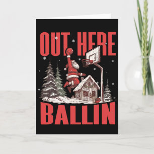 Groovy Funny Santa Out Here Byllin' Bysketbyll Chr Card