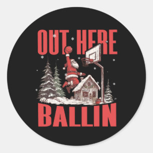 Groovy Funny Santa Out Here Llin' Sketll Christmas Classic Round Sticker