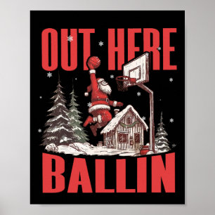 Groovy Funny Santa Out Here Llin' Sketll Christmas Poster