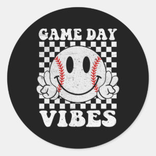 Groovy Game Day Vibes Sell Mama Sell Girl Classic Round Sticker