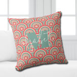 Groovy Geometric Floral Cushion<br><div class="desc">Your monogram and first name highlight a retro floral and geometric pattern in a groovy colour palette,  this throw pillow is fun for you,  your kids,  college dorm rooms or give as a gift. (You can remove the monogram and first name,  just leave the personalisation blank.)</div>