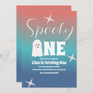 Groovy Ghost Halloween Birthday Gradient Invitation