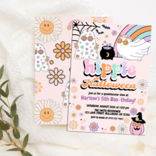 Groovy Ghost Hippie Halloween Birthday Invitation