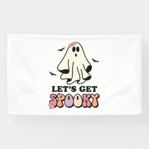groovy Ghost retro Halloween Birthday Banner