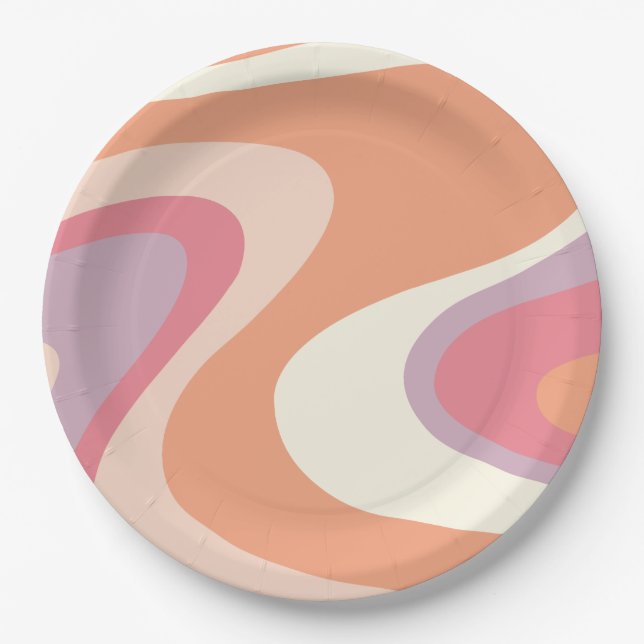 groovy Ghost retro Halloween Birthday Paper Plates (Front)