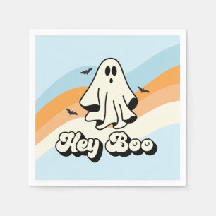 groovy Ghost retro Halloween Hey Boo Spooky Napkin