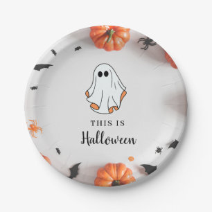 Groovy Ghost retro Halloween Paper Plate
