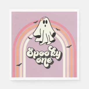 groovy Ghost retro Halloween Spooky One Birthday Napkin