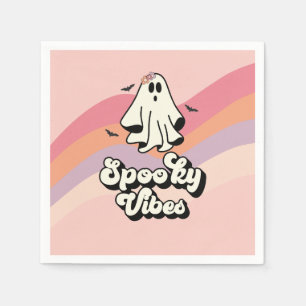 groovy Ghost retro Halloween Spooky Vibes Birthday Napkin