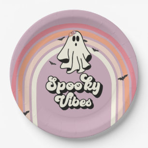 groovy Ghost retro Halloween Spooky Vibes Birthday Paper Plate