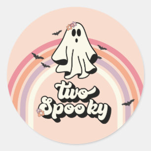 groovy Ghost retro Halloween Two Spooky Birthday Classic Round Sticker