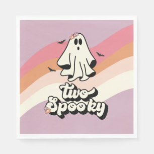 groovy Ghost retro Halloween Two Spooky Birthday Napkin