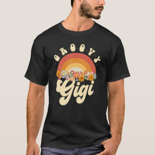 Groovy Gigi Retro Rainbow Colorful Flowers Design T-Shirt