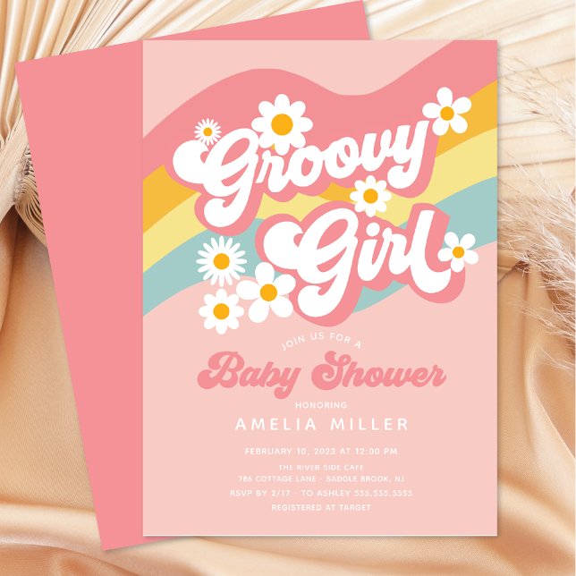 Groovy Girl Baby Shower Invitation (Creator Uploaded)