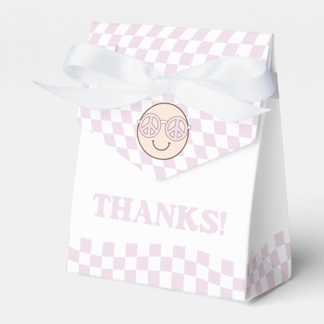 Groovy Girl Chequered Happy Face | 1st Birthday Favour Box (Front Side)