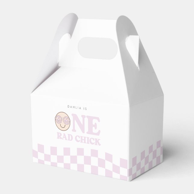 Groovy Girl Chequered Happy Face | 1st Birthday Favour Box (Front Side)