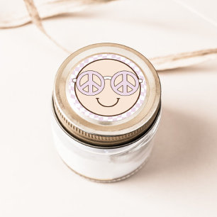 Groovy Girl Chequered Happy Face   Birthday Classic Round Sticker
