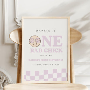 Groovy Girl Chequered Happy Face   Welcome Sign