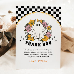 Groovy Girl Halloween Birthday Thank you Card