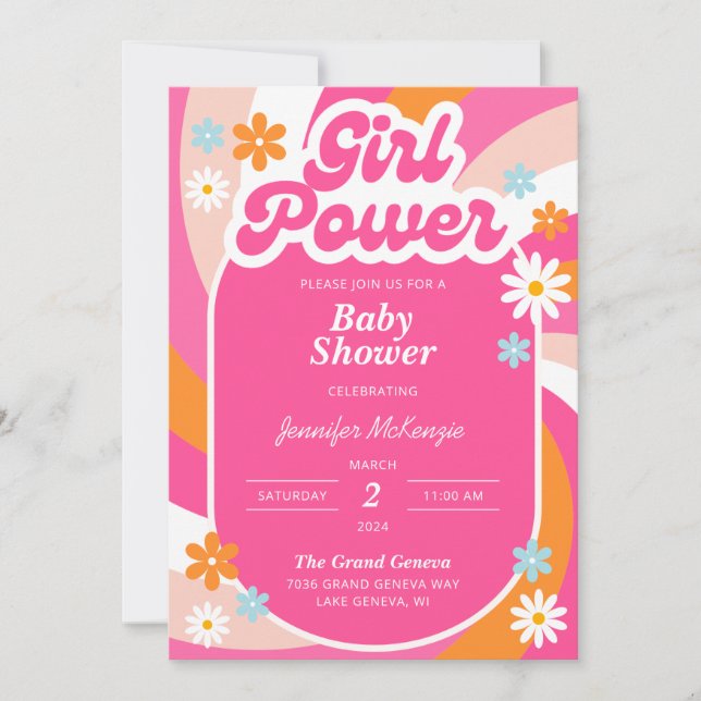 Groovy Girl Power Baby Shower Invitation (Front)