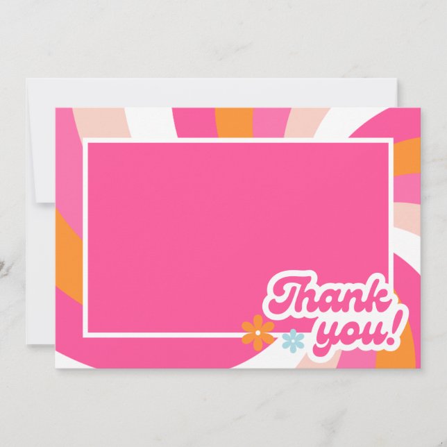 Groovy Girl Power Baby Shower Thank You Card (Front)