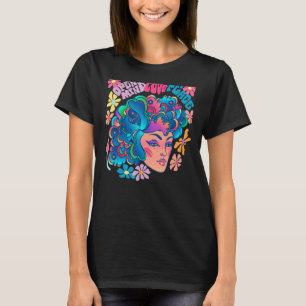 Groovy Girl Retro Rainbow Flower Butterfly Peace L T-Shirt
