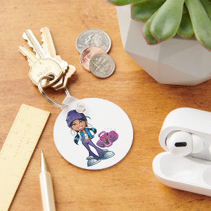 Groovy Girl With A Stereo Key Ring