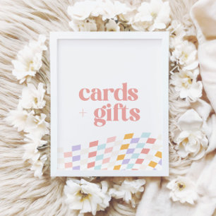 Groovy Girl's Chequered Retro Cards and Gifts Poster