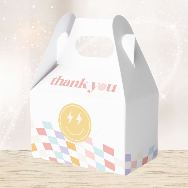 Groovy Girl's Pastel Chequered Retro Favour Box (Creator Uploaded)