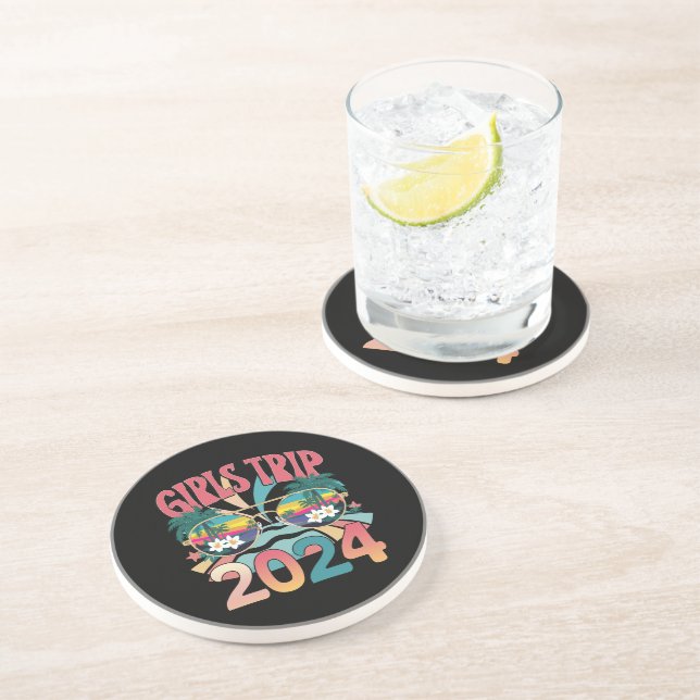 Groovy Girls Trip 2024 Weekend Summer Beach  Coaster (Side)