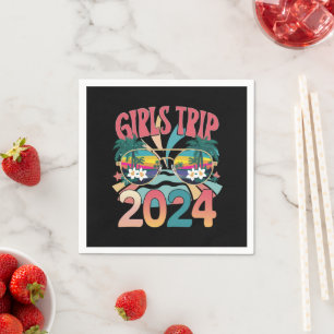 Groovy Girls Trip 2024 Weekend Summer Beach Napkin