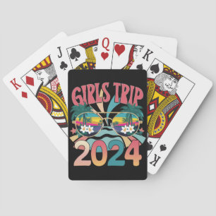 Groovy Girls Trip 2024 Weekend Summer Beach Playing Cards