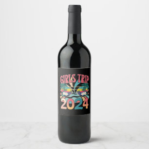 Groovy Girls Trip 2024 Weekend Summer Beach  Wine Label