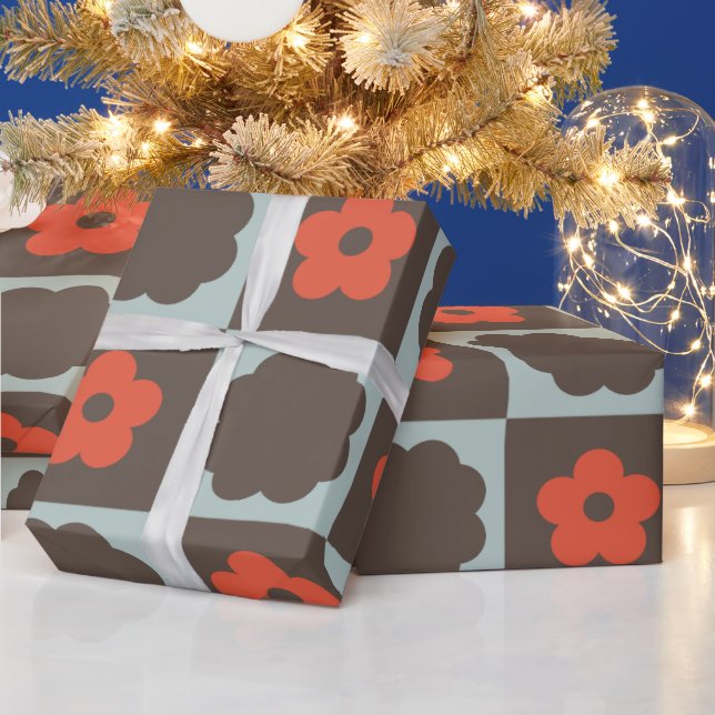 Groovy Girly Psychedelic Chequerboard, Y2K Wrappin Wrapping Paper (Holidays)