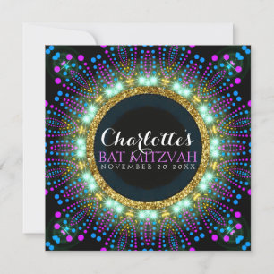 Groovy Glow Blacklight Bat Mitzvah Invitation