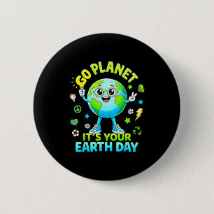 Groovy go planet earth day 2026 teacher boys kids 6 cm round badge
